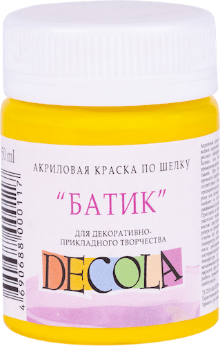Краска акриловая по шелку "батик" DECOLA 50 мл, 220 Желтая средняя NP-4428220