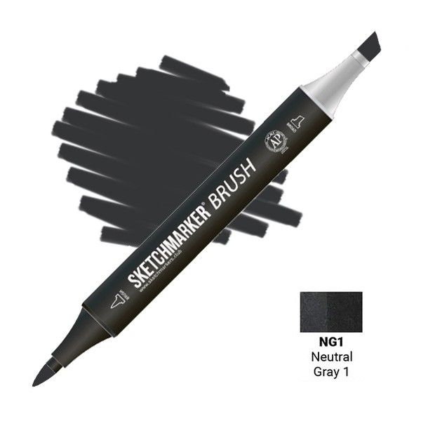 Маркер SKETCHMARKER Brush двухсторонний на спирт.основе NG1 Нейтральный серый 1 MPSMB-NG1