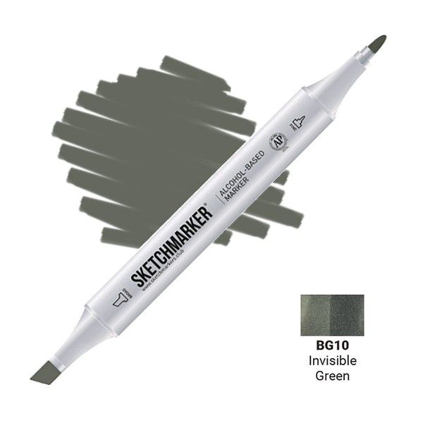 Маркер SKETCHMARKER двухсторонний на спирт.основе BG10 Прозрачный зеленый MPSM-BG10