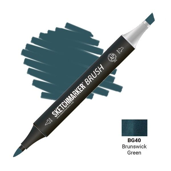Маркер SKETCHMARKER Brush двухсторонний на спирт.основе BG40 Зеленая киноварь MPSMB-BG40