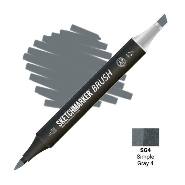 Маркер SKETCHMARKER Brush двухсторонний на спирт.основе SG4 Простой серый 4 MPSMB-SG4