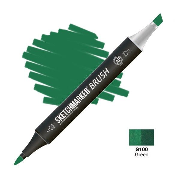 Маркер SKETCHMARKER Brush двухсторонний на спирт.основе G100 Зеленый MPSMB-G100
