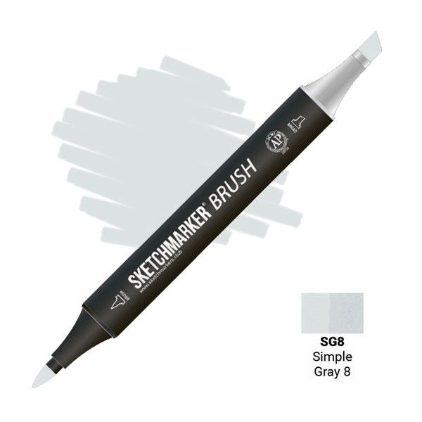 Маркер SKETCHMARKER Brush двухсторонний на спирт.основе SG8 Простой серый 8 MPSMB-SG8