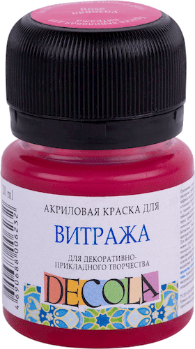 Краска акриловая для витража DECOLA банка 20 мл, 322 Розовая NP-4226322