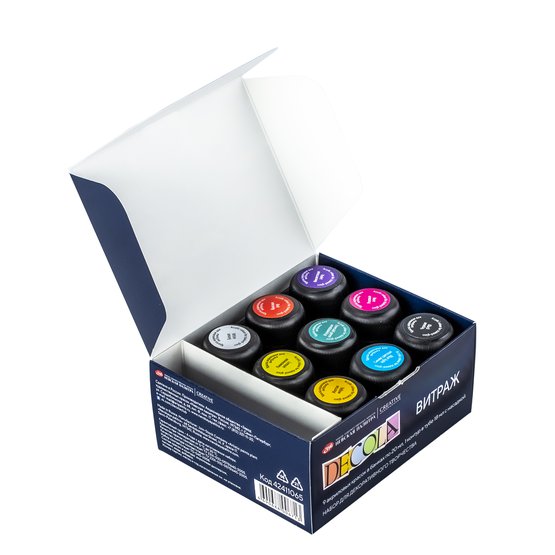 Набор акриловых красок для витража DECOLA 9 шт х 20 мл + 1 контур, картон NP-42411065