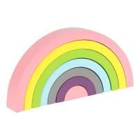 Развивающая игрушка ТРИ СОВЫ Пирамидка "Радуга-дуга" дерево, 7 деталей, пастельные цвета RE-РИ_47367