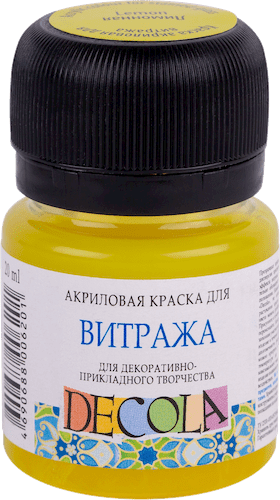 Краска акриловая для витража DECOLA банка 20 мл, 214 Лимонная NP-4226214