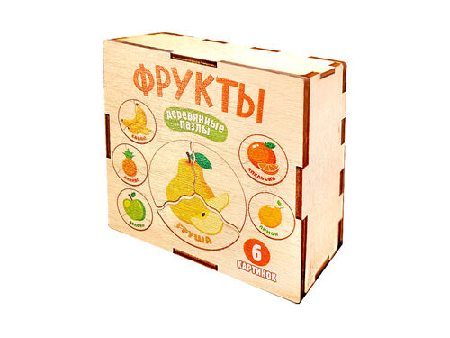 Деревянный пазл Десятое королевство "Фрукты" 6 элементов KOR-04551