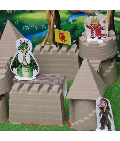 Игровой набор с песком ТМ Космический песок "Замок" 2 кг, песочный, красный, 4 формочки, песочница AS-SSRA011