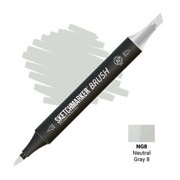Маркер SKETCHMARKER Brush двухсторонний на спирт.основе NG8 Нейтральный серый 8 MPSMB-NG8
