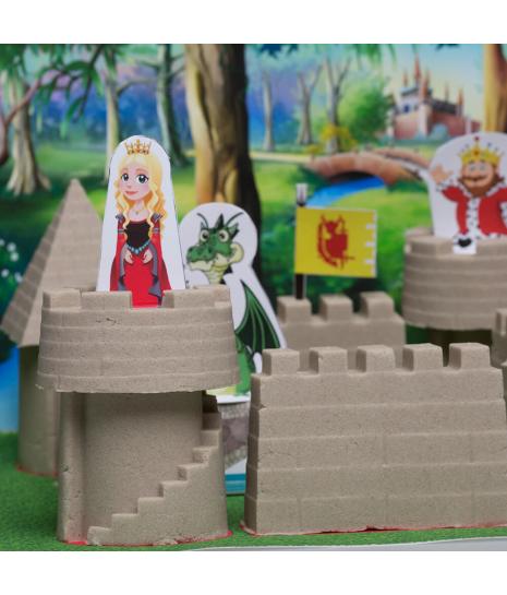 Игровой набор с песком ТМ Космический песок "Замок" 2 кг, песочный, красный, 4 формочки, песочница AS-SSRA011