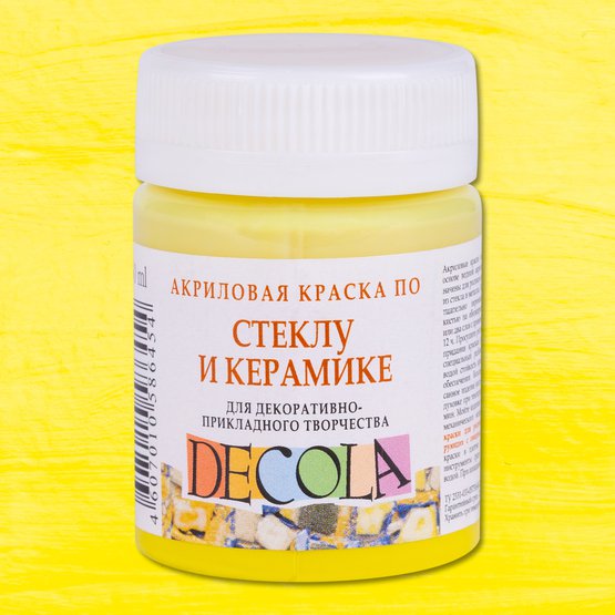 Краска акриловая по стеклу/керамике DECOLA банка 50 мл, 214 Лимонная NP-4028214