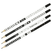 Карандаш ч/г MESHU "Black&white" HB заточенный, с печатью, с ластиком, ассорти RE-MS_47220