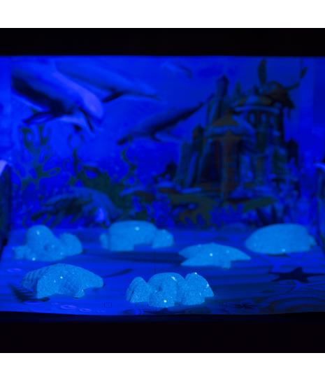 Игровой набор с песком ТМ Космический песок "Морской мир" 3 кг, голубой, зеленый, 11 формочек, песочница AS-KPTMM