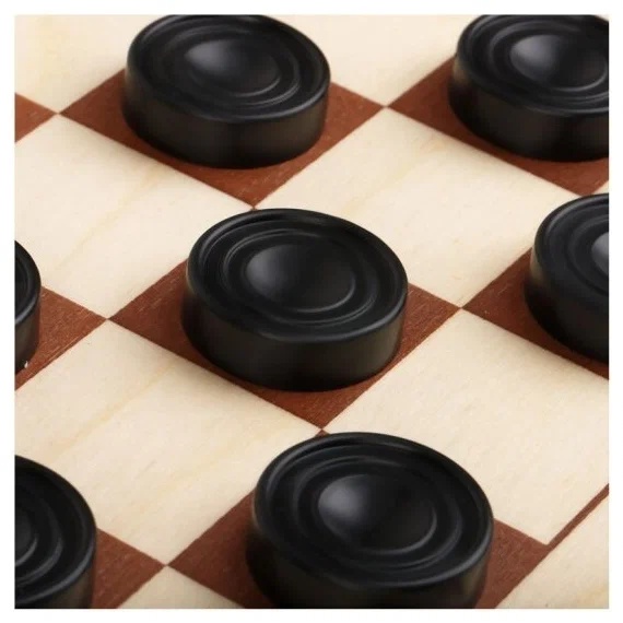 Набор игр 2 в 1 ТРИ СОВЫ "Шахматы, шашки" обиходные, пластиковые с деревянной доской 29 x 29 см RE-НИ_47879