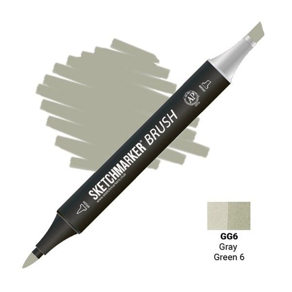 Маркер SKETCHMARKER Brush двухсторонний на спирт.основе GG6 Серо зеленый 6 MPSMB-GG6