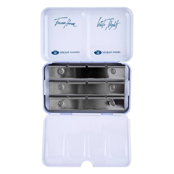 Пенал для акварели на 12 кювет с палитрой БЕЛЫЕ НОЧИ металл, светло-голубой NP-2011301444