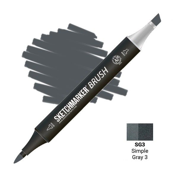 Маркер SKETCHMARKER Brush двухсторонний на спирт.основе SG3 Простой серый 3 MPSMB-SG3