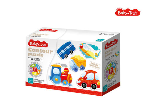 Контурный пазл Baby Toys "Транспорт" 5 карт. 15 элементов KOR-04118