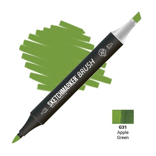 Маркер SKETCHMARKER Brush двухсторонний на спирт.основе G31 Зеленое яблоко MPSMB-G31