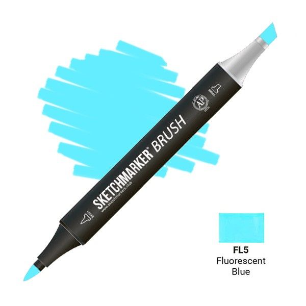 Маркер SKETCHMARKER Brush двухсторонний на спирт.основе FL5 Флуоресцентный синий MPSMB-FL5