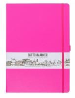 Блокнот для зарисовок SKETCHMARKER 140 г/м2 21 x 29.7 см 80 л, твердая обложка, Неоновая фуксия MP23142324SM