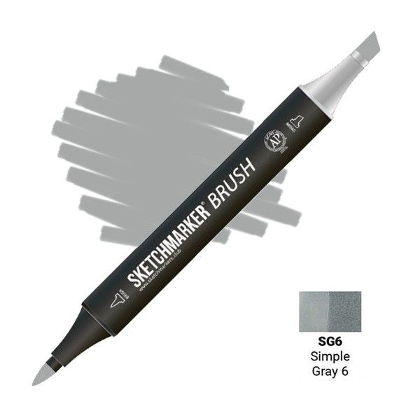 Маркер SKETCHMARKER Brush двухсторонний на спирт.основе SG6 Простой серый 6 MPSMB-SG6