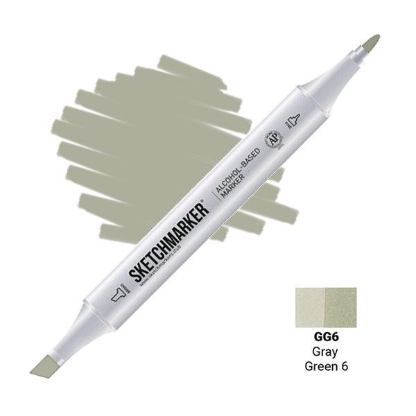 Маркер SKETCHMARKER двухсторонний на спирт.основе GG6 Серо зеленый 6 MPSM-GG6