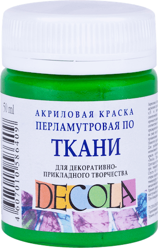 Краска акриловая по ткани DECOLA перламутровая, банка 50 мл, 725 Зеленая NP-5228725
