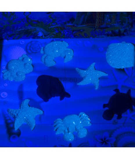 Игровой набор с песком ТМ Космический песок "Морской мир" 3 кг, голубой, зеленый, 11 формочек, песочница AS-KPTMM