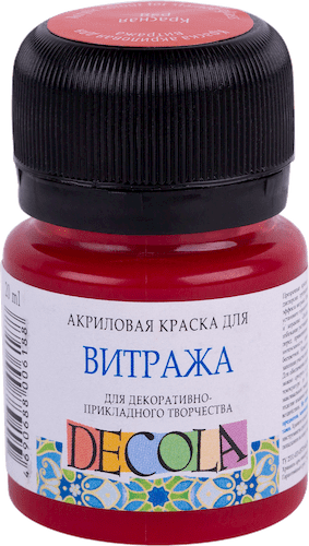Краска акриловая для витража DECOLA банка 20 мл, 331 Красная NP-4226331