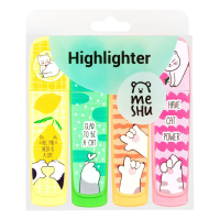 Набор текстовыделителей MESHU "Cat s paw" 4 цв 1-5 мм, неоновые цвета, ПВХ бокс с европодвесом RE-MS_76351