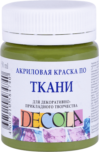 Краска акриловая по ткани DECOLA банка 50 мл, 727 Оливковая NP-4128727