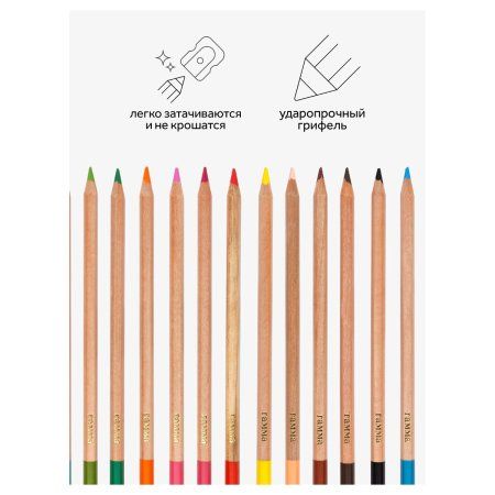 Карандаши цветные ГАММА "Мультики" 24 цв супермягкие, увелич. грифель 4 мм, заточен, картон RE-80220218