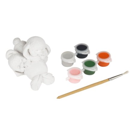 Набор для росписи из гипса ТРИ СОВЫ "Зайки на морковке" 6.5 x 9.5 см, краски, кисть RE-НР_47811