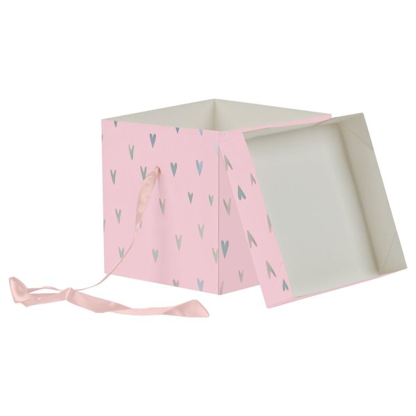 Коробка складная подарочная MESHU "Hearts", (15*15*15см), с лентой, отд.фольгой RE-MS_54184