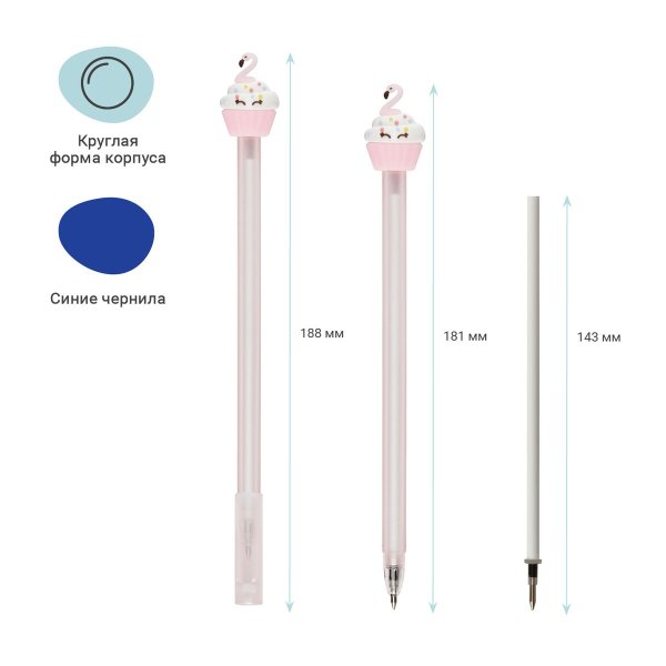 Ручка шариковая MESHU "Small Princess Cake" синяя, 0.7 мм, корпус ассорти, с топпером RE-MS_02637