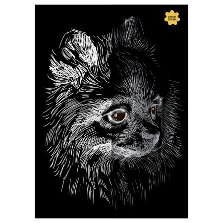 Гравюра с эффектом серебра ТРИ СОВЫ А5 "Шпиц" RE-GA5_48287