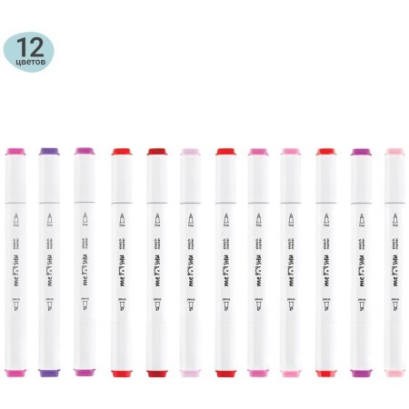 Набор маркеров для скетчинга MESHU 12 цв ягодные цвета RE-MS_38258