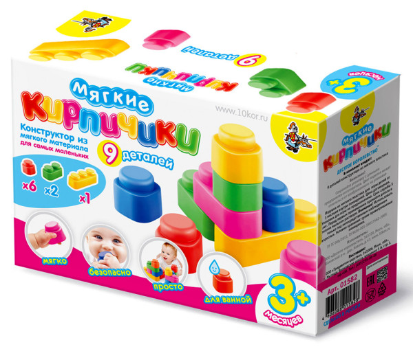 Конструктор "Мягкие кирпичики" 9 деталей KOR-01582