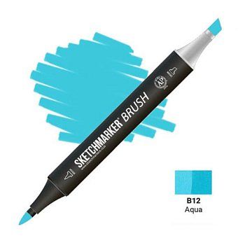 Маркер SKETCHMARKER Brush двухсторонний на спирт.основе B12 Вода MPSMB-B12