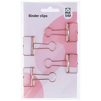 Зажимы для бумаг 32 мм MESHU "Rose Gold" 4 шт, пакет с европодвесом RE-MS_41597