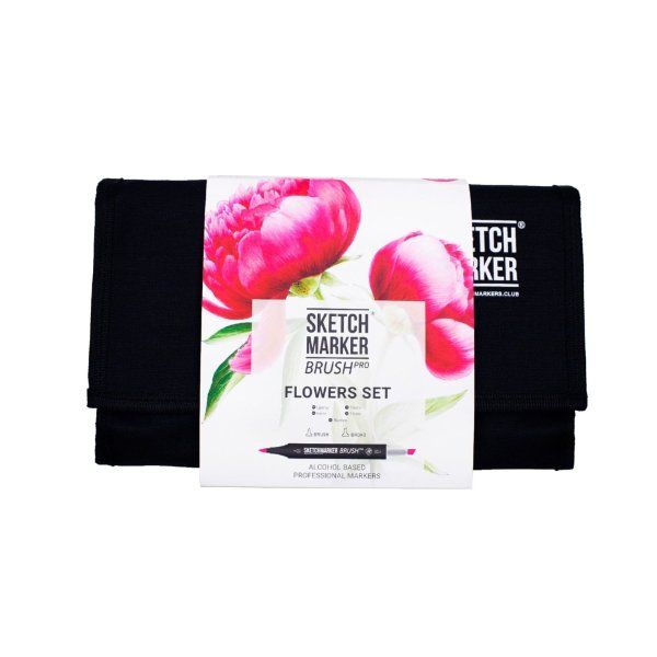 Набор маркеров SKETCHMARKER Brush Flowers Set 24 шт Цветы + сумка органайзер MPSMB-24FLOW