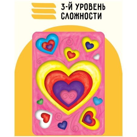 Набор для творчества 3D панно из дерева ТРИ СОВЫ "Сердечки" краски, кисть RE-3D_41944