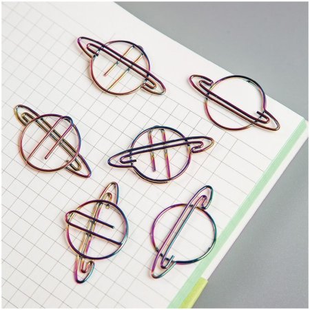 Скрепки фигурные 23 мм MESHU "Planets" 6 шт пакет с европодвесом RE-MS_41583