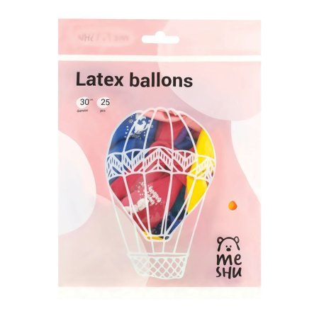 Воздушные шары, 25шт., М12/30см, MESHU "Happy birthday", пастель, ассорти RE-MS_42101