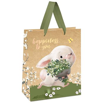 Пакет подарочный 18*23*10см MESHU "Happiness to you", отд. фольгой, крафт RE-MS_45708