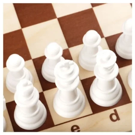 Набор игр 2 в 1 ТРИ СОВЫ "Шахматы, шашки" обиходные, пластиковые с деревянной доской 29 x 29 см RE-НИ_47879