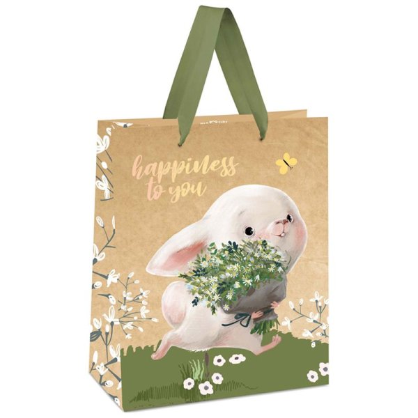 Пакет подарочный 18*23*10см MESHU "Happiness to you", отд. фольгой, крафт RE-MS_45708