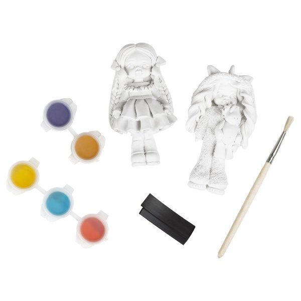 Набор для росписи из гипса ТРИ СОВЫ "Модницы" магниты, 2 фигурки, с красками и кистью, картон. коробка RE-НР_52931